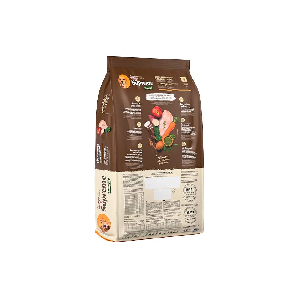 Ração Quatree Supreme para Cães Adultos Raças Médias e Grandes Sabor Frango e Batata Doce