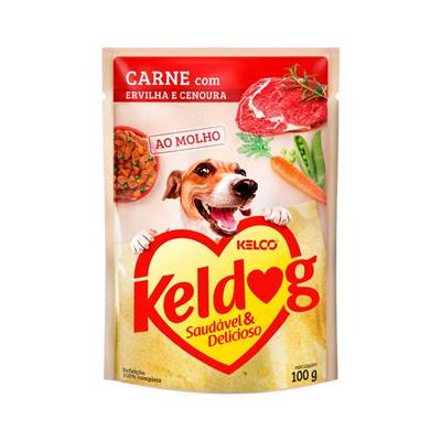 Keldog Sachê sabor Carne, Ervilha e Cenoura para Cães Adultos 100g