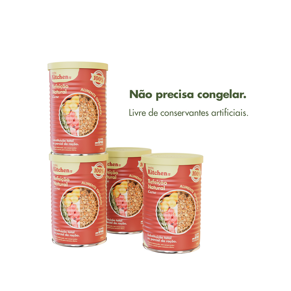 Lata Zee.Dog Kitchen para Cães Adultos sabor Carne - Refeição Natural