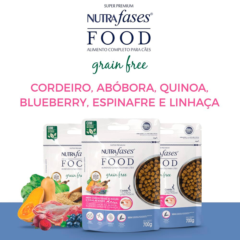 Ração Nutrafases sabor Cordeiro, Abóbora e Quinoa para Cães