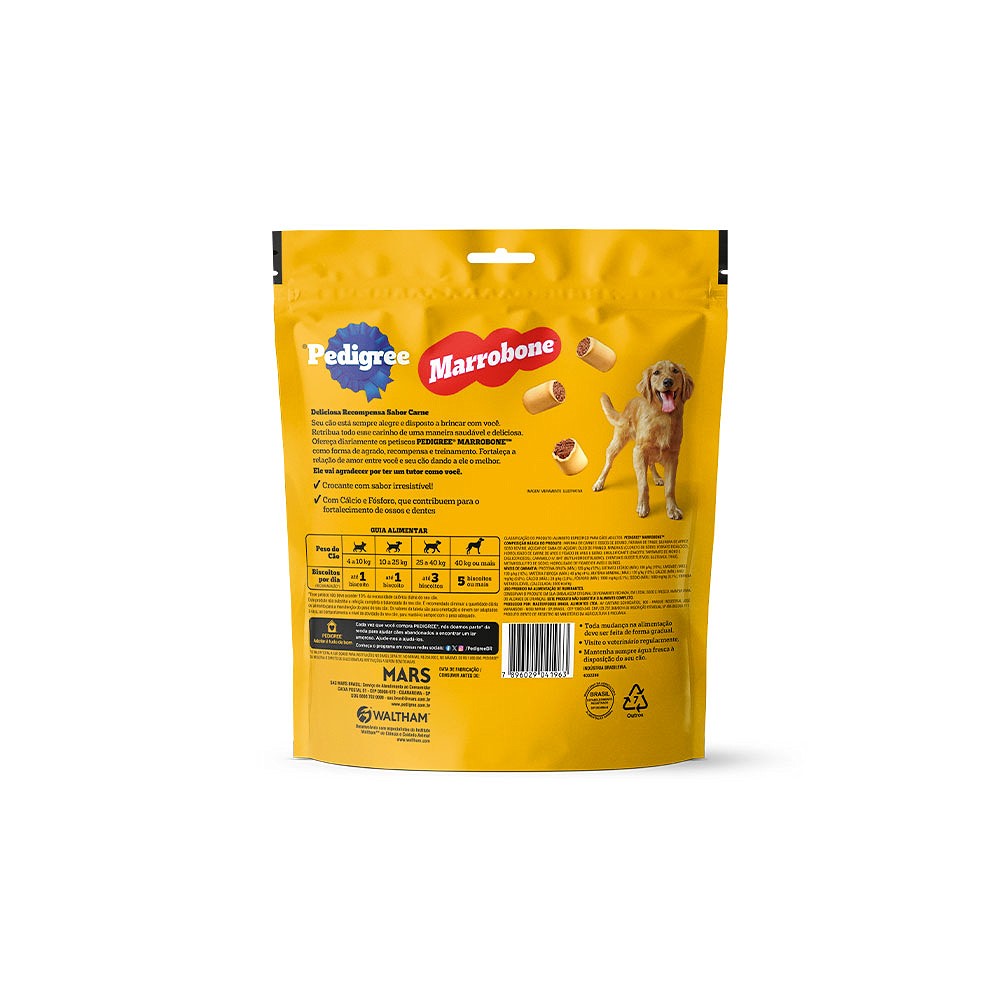 Biscoito Pedigree Biscrok Marrobone para Cães Adultos Sabor Carne
