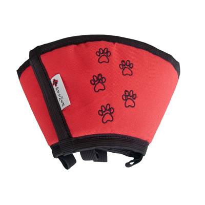 Colar Elizabetano de Tecido Pet Med Cães e Gatos Conforto Vermelho e Preto 5