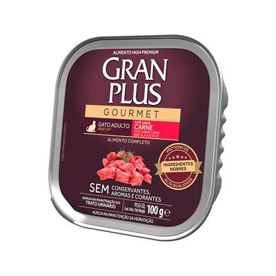 Ração Úmida GranPlus Gourmet Patê sabor Carne para Gatos Adultos 150g