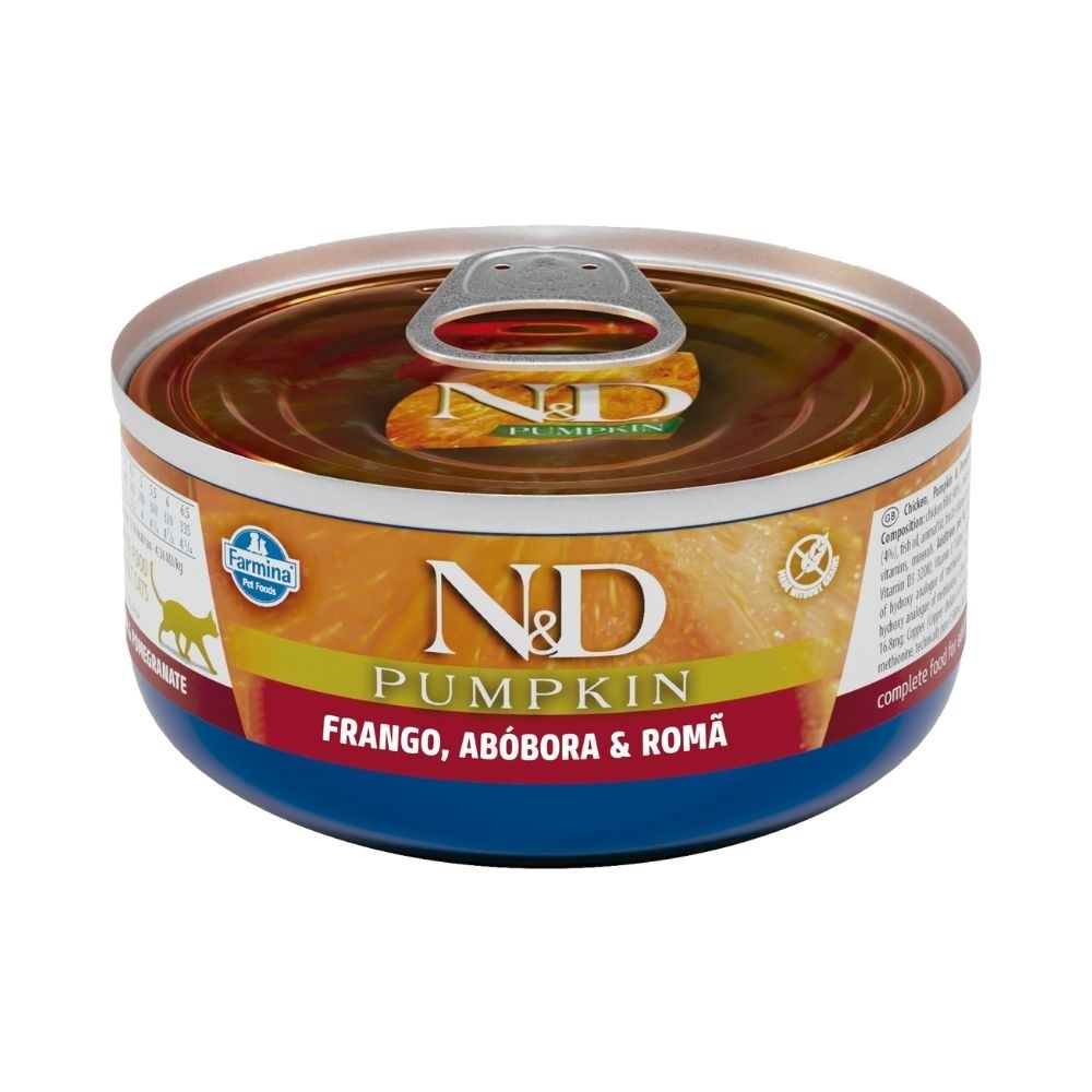 Ração Úmida N&D Pumpkin para Gatos Adultos Sabor Frango, Abóbora e Romã