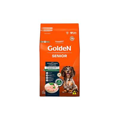 Ração Golden Sênior Mini Bits para Cães de Pequeno Porte a partir de 7 anos sabor Frango & Arroz