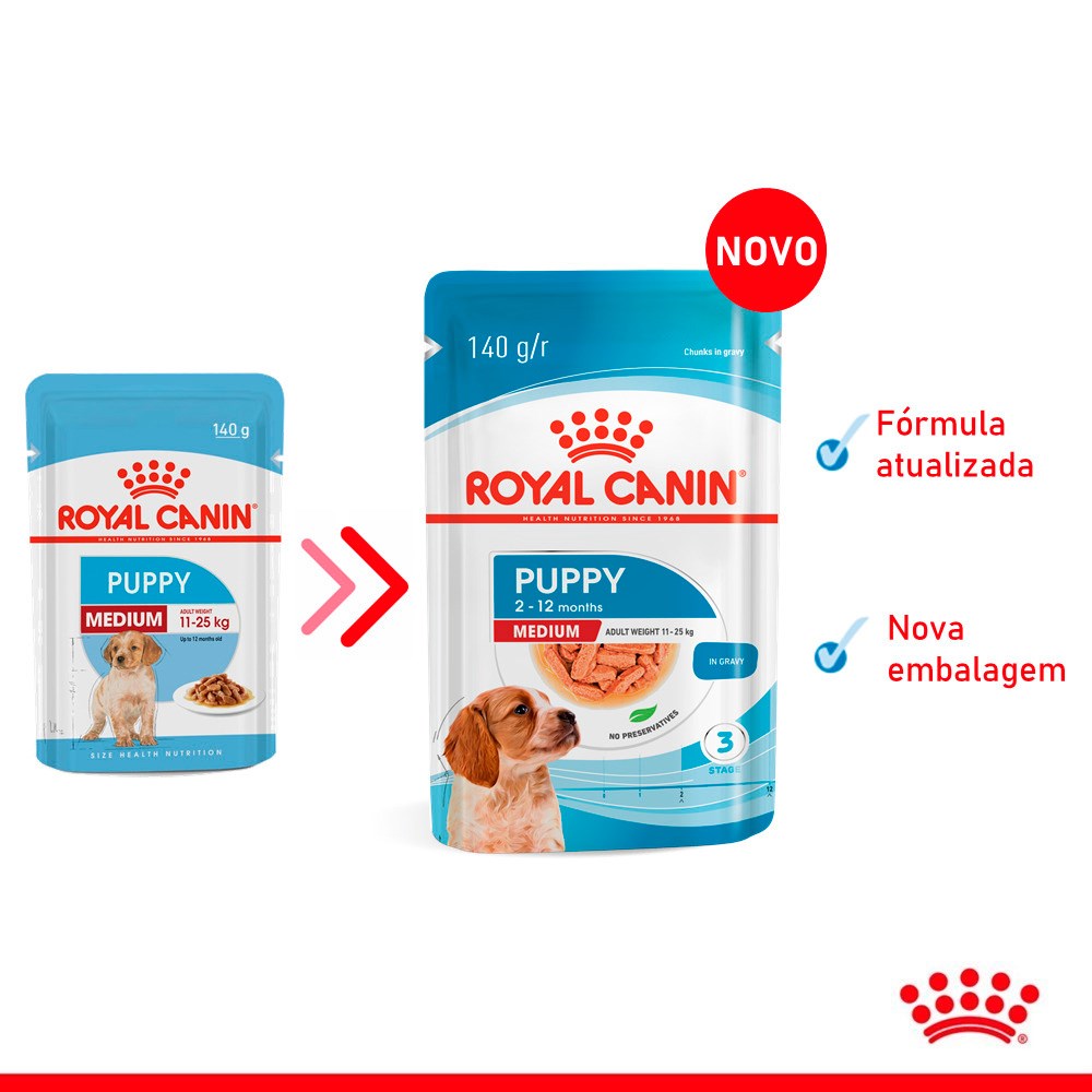 Ração Úmida Royal Canin Sachê Medium Puppy para Cães Filhotes de Porte Médio