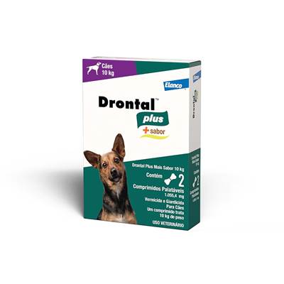 Vermífugo Drontal Plus sabor Carne para Cães - 10kg 4 comprimidos