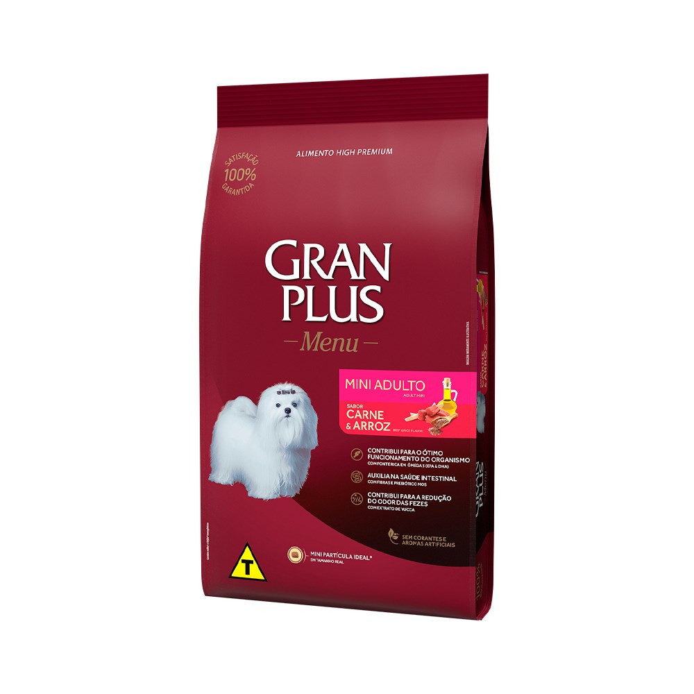 Ração Granplus Menu para Cães Adultos Porte Mini sabor Carne & Arroz