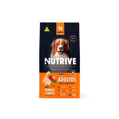 Ração Nutrive Select para Cães Adultos de Médio e Grande Porte sabor Frango e Arroz 