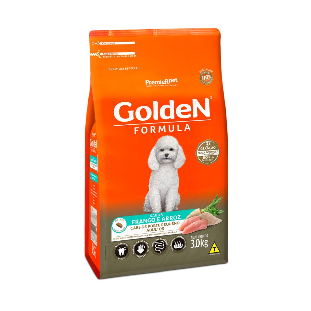 Ração Golden Fórmula Mini Bits para Cães de Pequeno Porte Adultos sabor Frango & Arroz