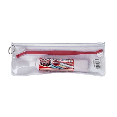 Conjunto de Higiene Dental Cat Dog Creme Dental Morango e Escova de Cabo Longo - Cores Sortidas U