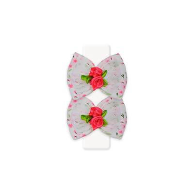 Laço Leo e Lia Tecido Renda Floral Rosa para Cães e Gatos P