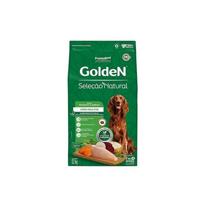 Ração Golden Seleção Natural para Cães Adultos de Portes Médio e Grande sabor Frango & Arroz 3kg