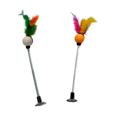 Brinquedo Plumas e Penas Spring Cat Mola para Gatos - Cores Sortidas U