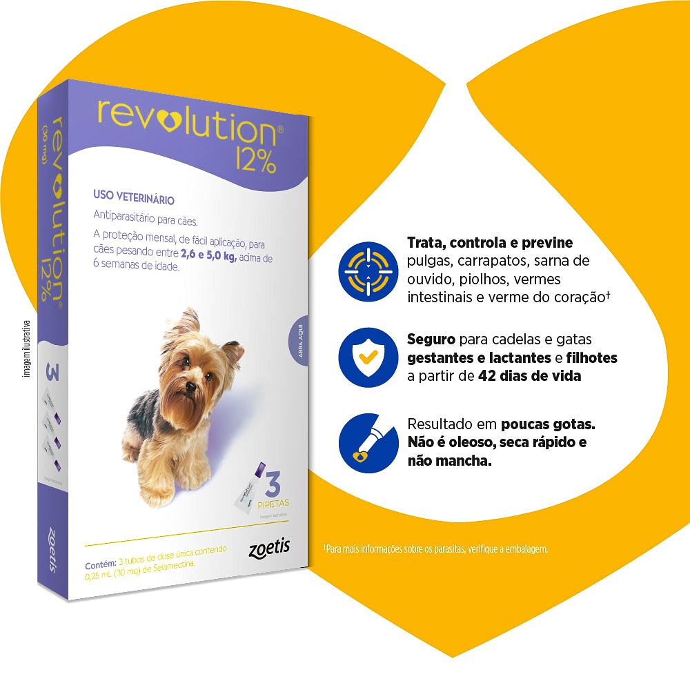 Antipulgas Revolution Zoetis 12% 0,25 ml para Cães de 2,5kg a 5kg