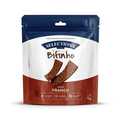Bifinho Selections For Pets Strip para Cães Sabor Frango 500g