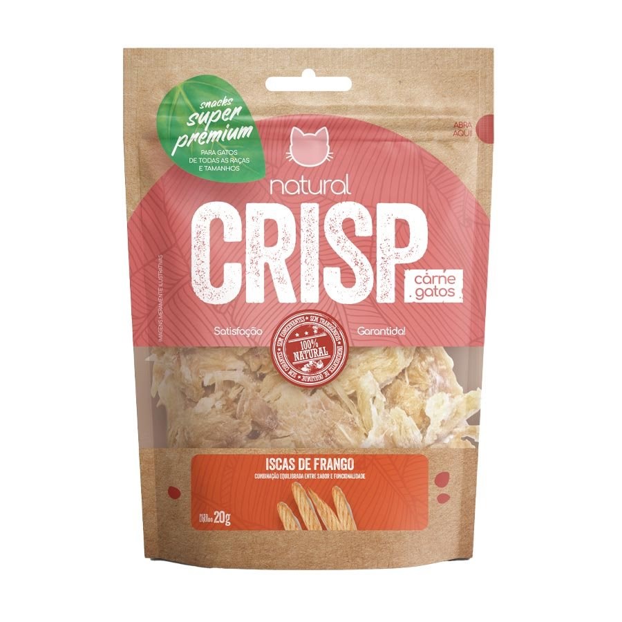 Snack Natural Crisp Iscas de Frango para Gatos