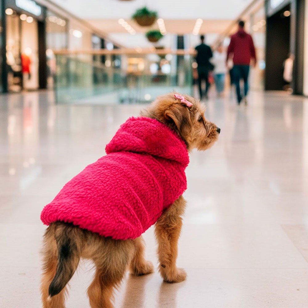 Blusa com Capuz Fábrica Pet Peludinha Rosa para Cães e Gatos