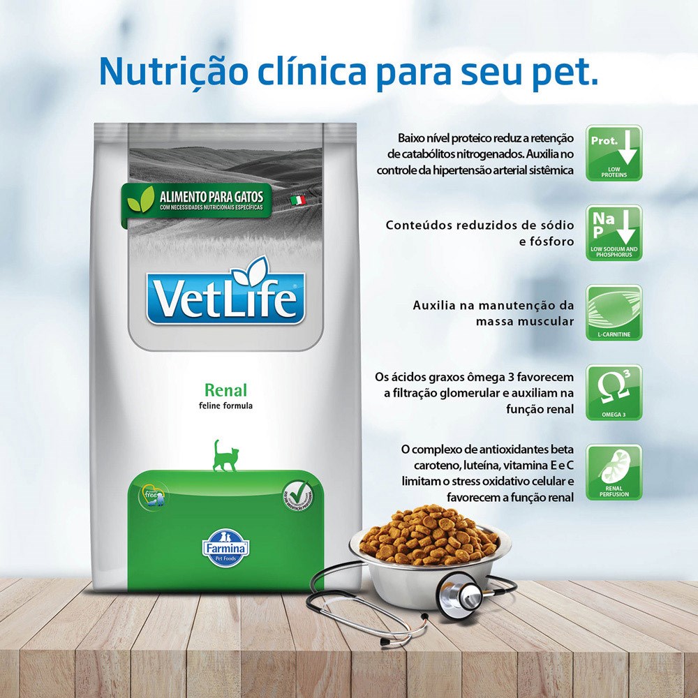 Ração Vet Life Natural Renal para Gatos 