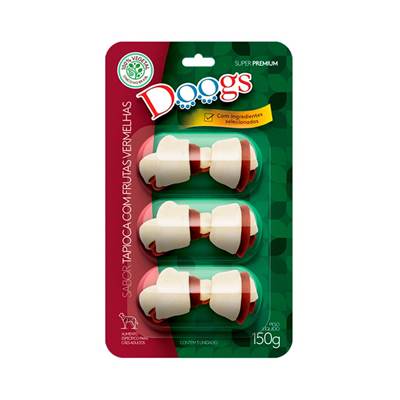 Petisco Doogs Gourmet Ossinhos Sabor Tapioca com Frutas Vermelhas 150g