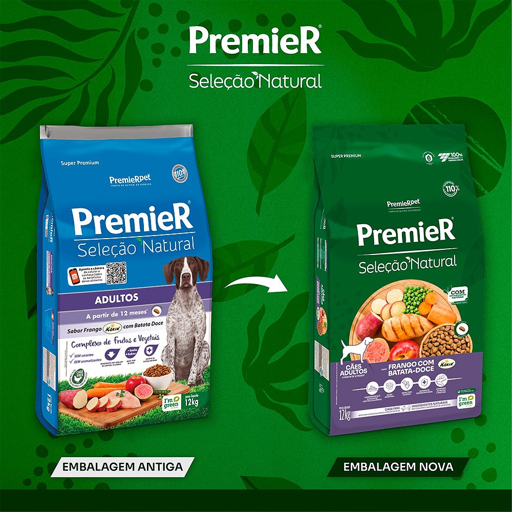 Ração Seleção Natural Premier para Cães Adultos sabor Frango com Batata Doce