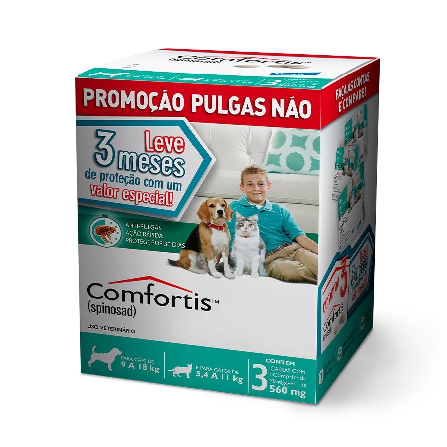 Antipulgas Comfortis Elanco 560mg para Cães de 9kg a 18kg e Gatos de 5,4kg a 11kg