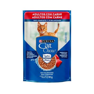 Ração Cat Chow Sachê para Gatos Adultos sabor Carne ao Molho 85g