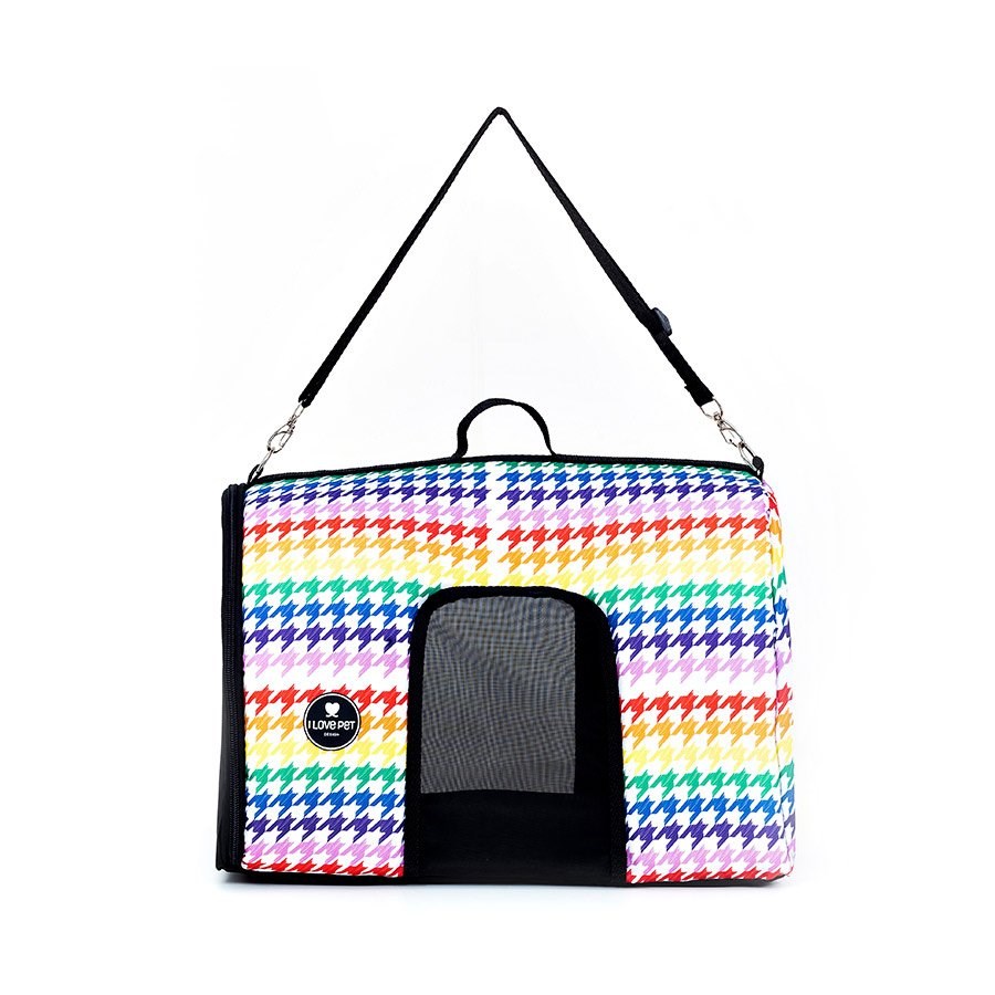 Bolsa de Transporte I Love Pet Pied de Poule Arco-Íris para Cães e Gatos