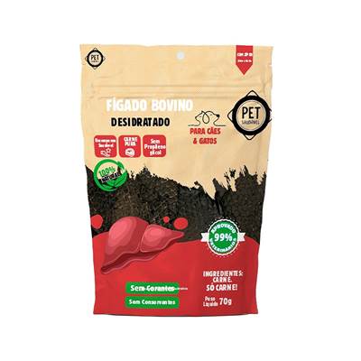 Petisco Pet Saudável Fígado Bovino Desidratado para Cães e Gatos 70g