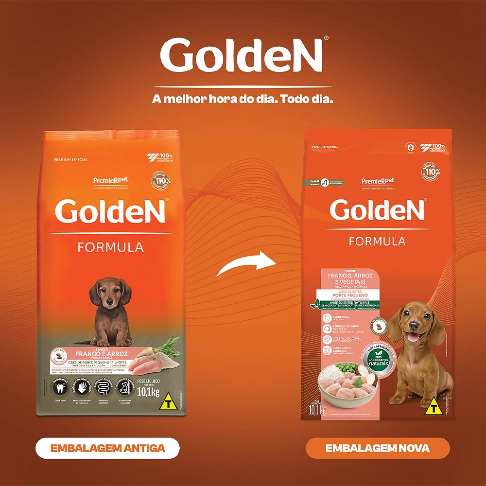 Ração Golden Fórmula Mini Bits para Cães Filhotes de Porte Pequeno sabor Frango e Arroz