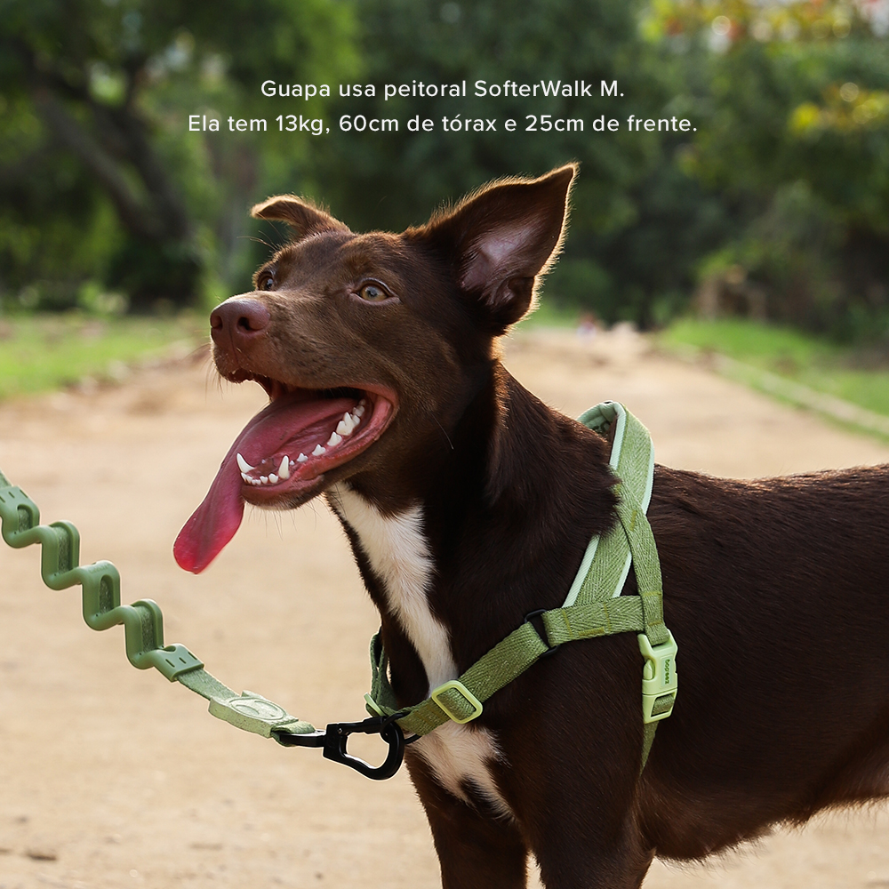 Peitoral Antipuxão SofterWalk para Cachorros Naturals Moss