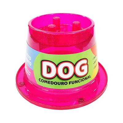 Comedouro Pet Toys Lento Antiformiga Rosa com Glitter para Cães 250ml
