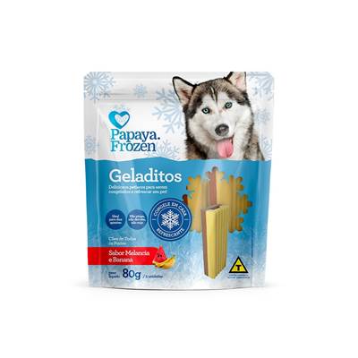 Snack Papaya Frozen Geladitos Sabor Melancia e Banana para Cães 80g