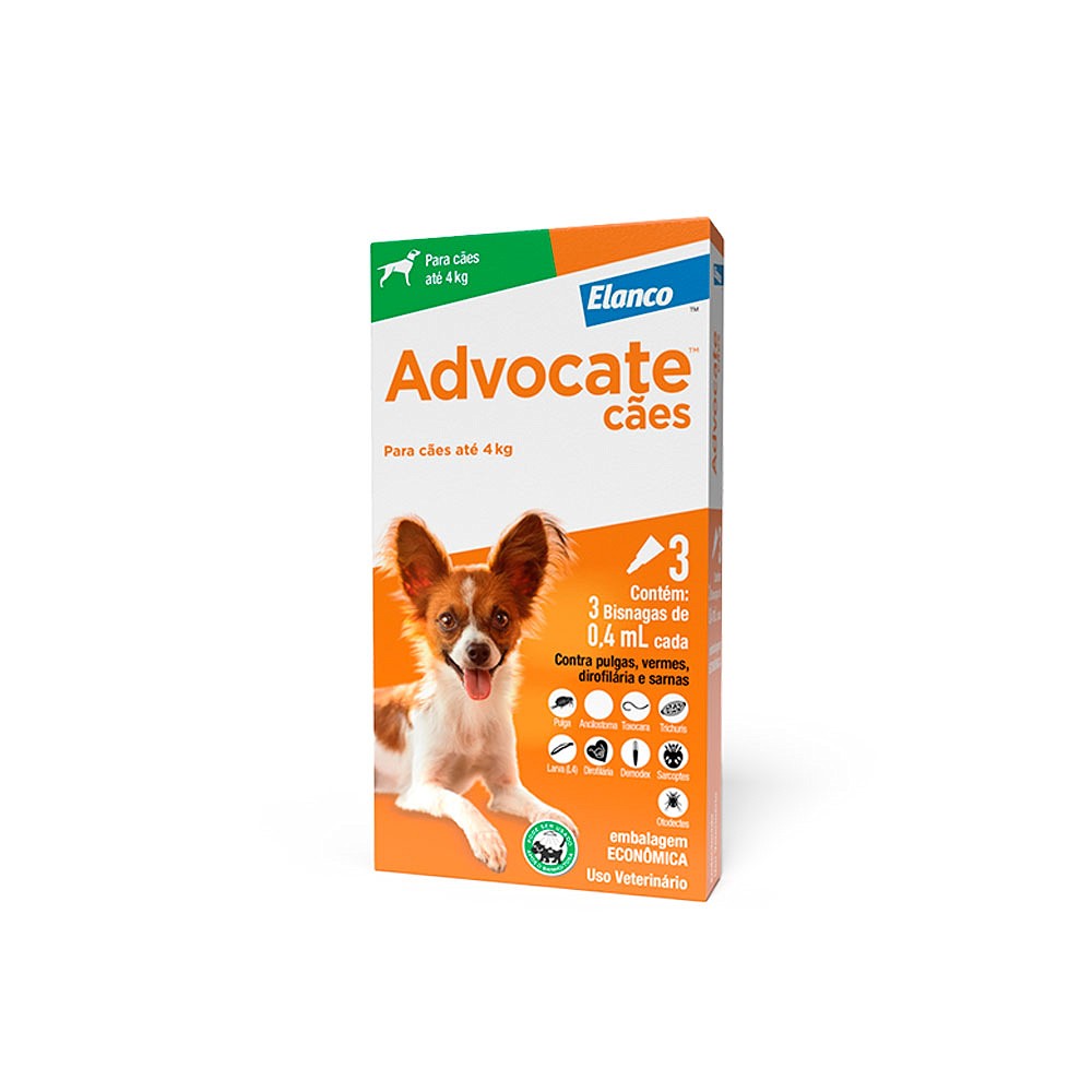 Antipulgas e Endectocida Advocate 0,4ml para Cães até 4kg 