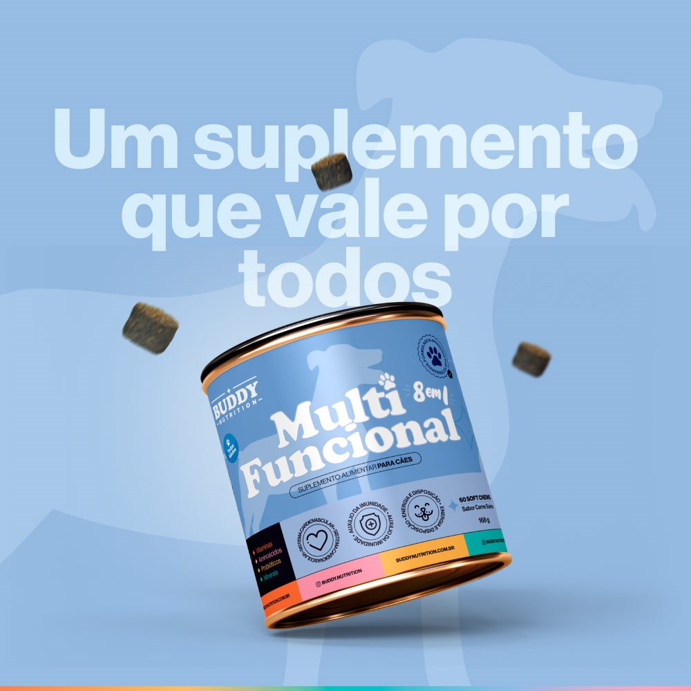 Suplemento Alimentar Buddy Nutrition Multi Funcional 8 em 1 Sabor Carne para Cães