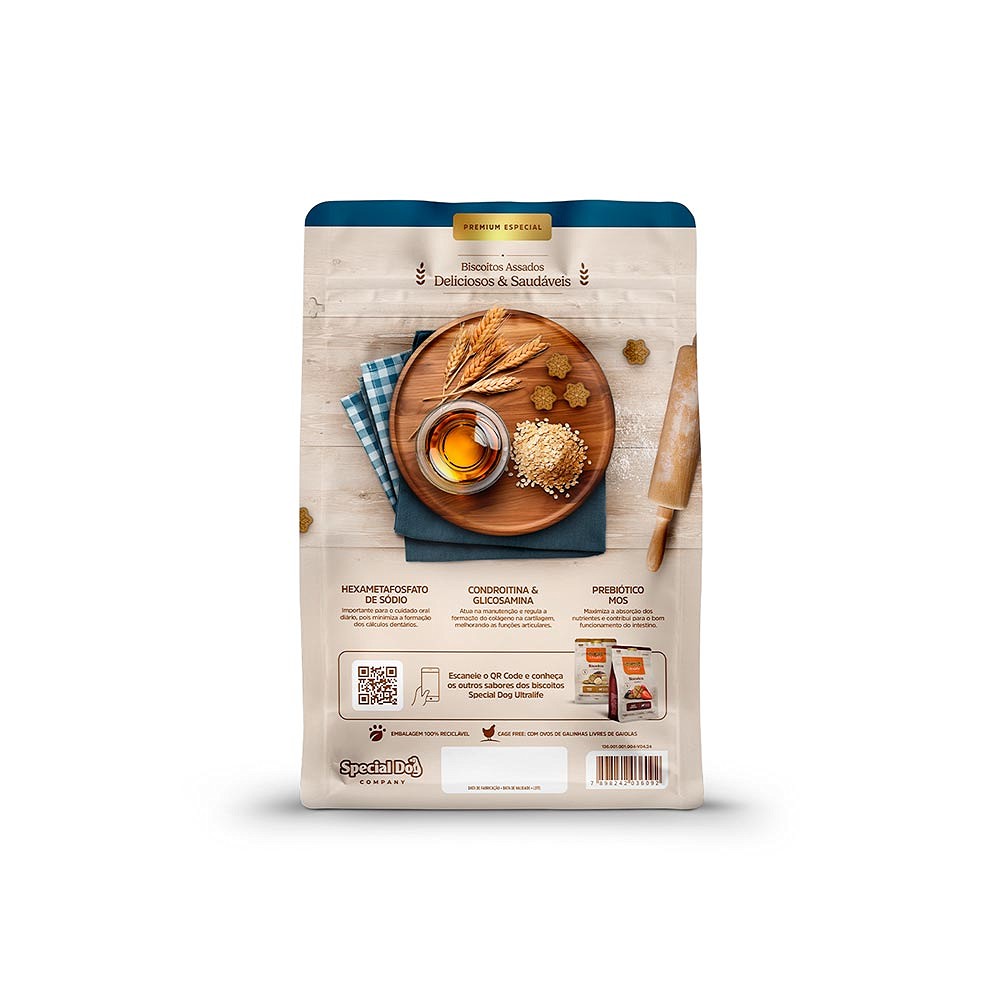 Biscoito Special Dog Ultralife Original para Cães Adultos Sabor Aveia e Mel
