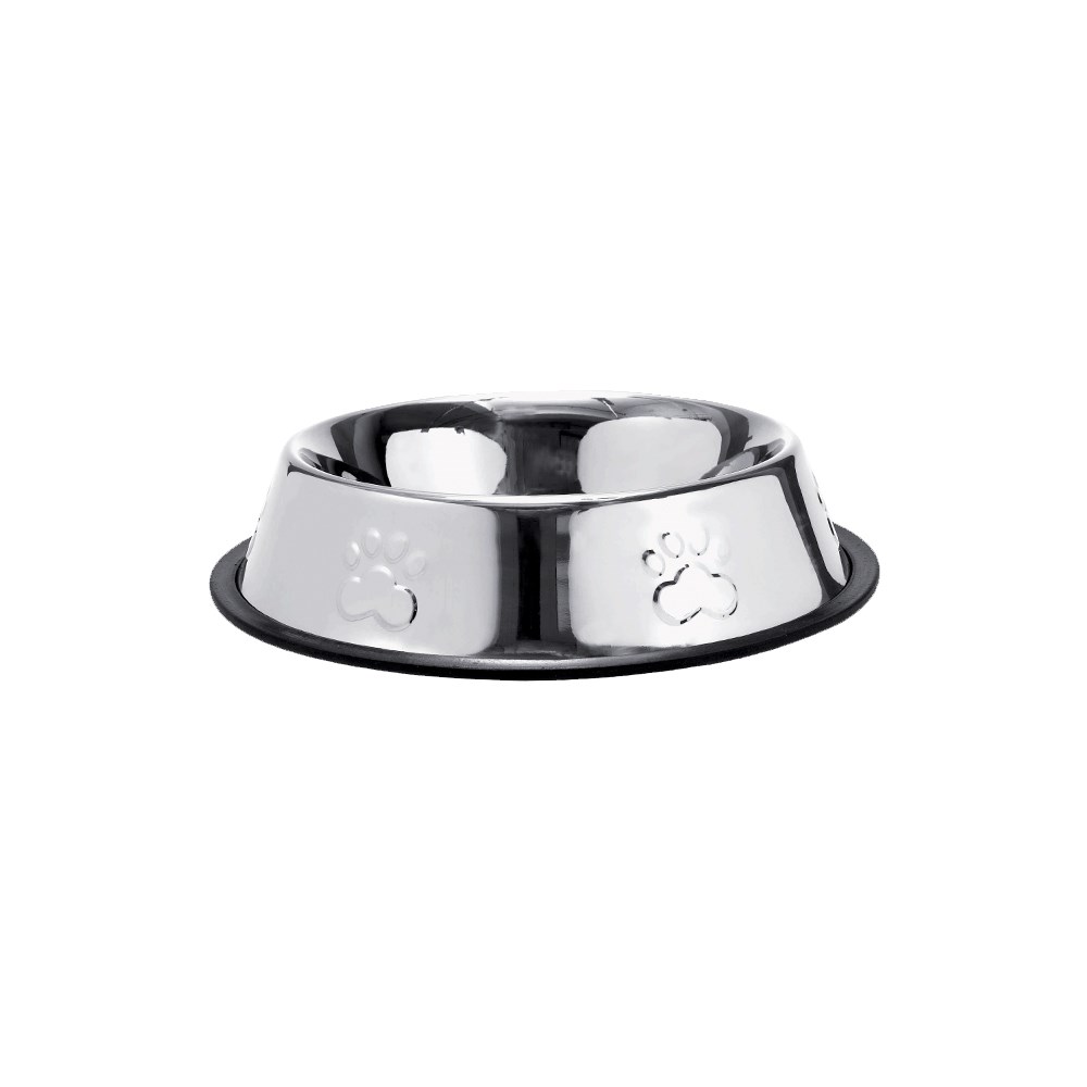 Comedouro The Pets Pata em Relevo Inox para Cães e Gatos
