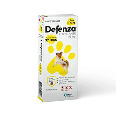 Antipulgas e Carrapatos Defenza para Cães de 2kg a 4,5kg - 45mg 1 comprimido