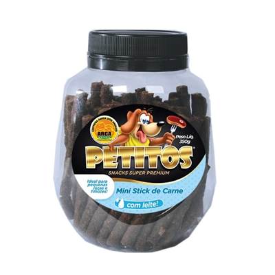 Snack Petitos Para Cães Mini Sticks Sabor Carne 350g