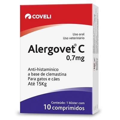 Alergovet Coveli para Cães e Gatos até 15kg - 0,7mg 10 comprimidos