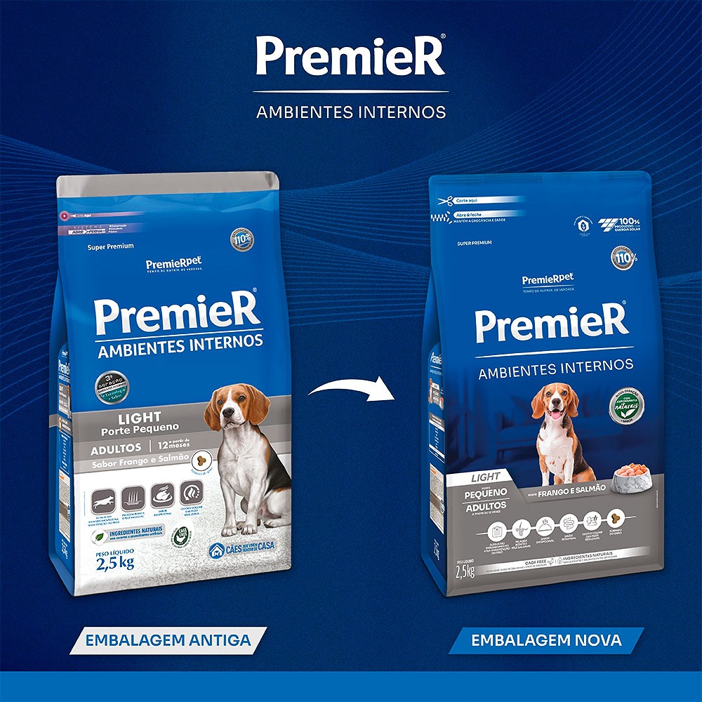 Ração Premier Ambientes Internos para Cães Adultos Light