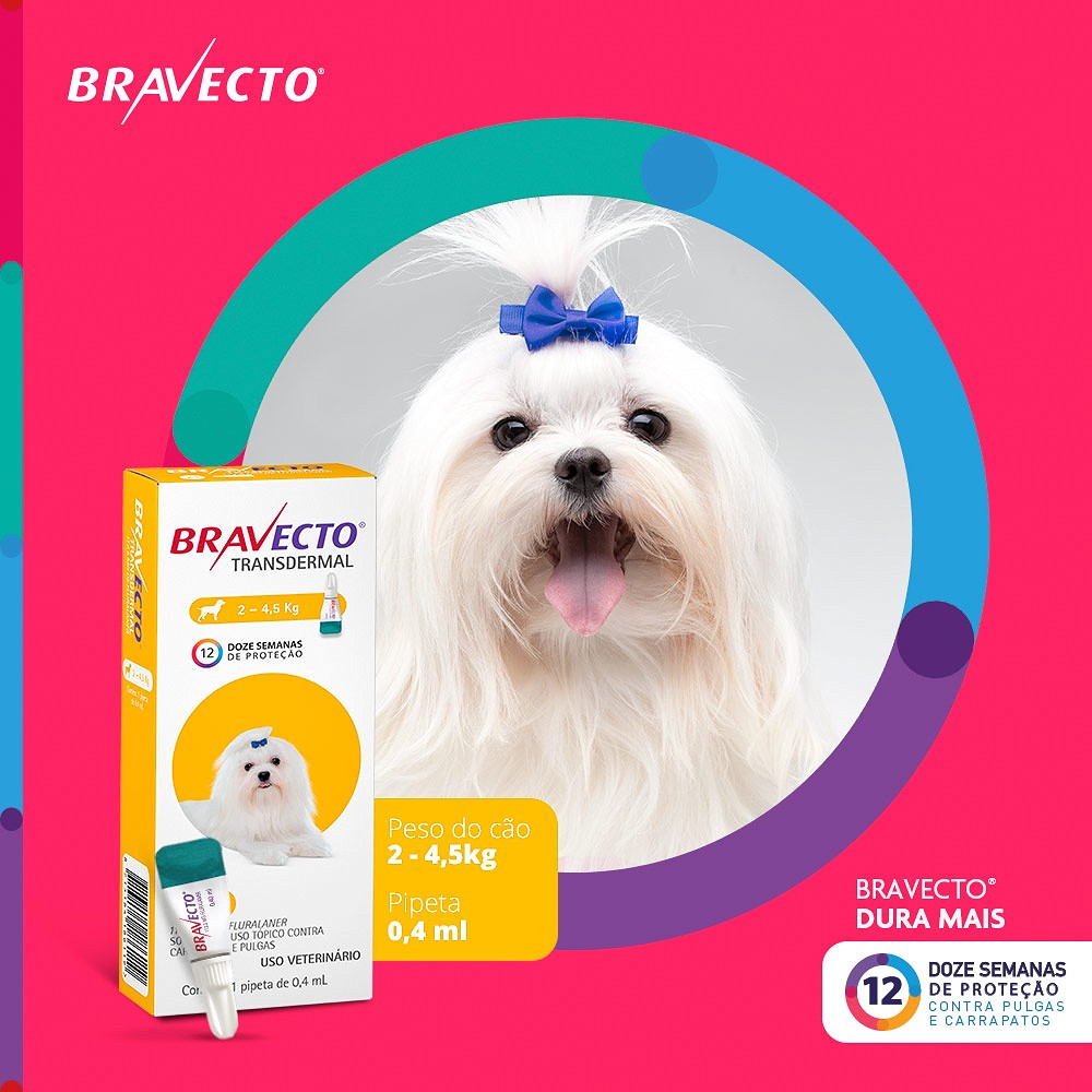 Antipulgas e Carrapatos Bravecto Transdermal para Cães de 2kg a 4,5kg - 112,5mg