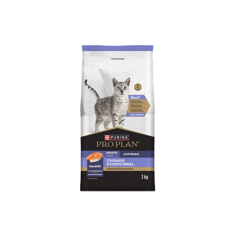 Ração Proplan Cuidado Excepcional para Gatos Adultos Castrados sabor Salmão