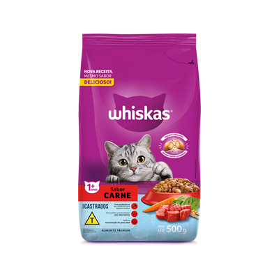 Ração Whiskas para Gatos Adultos Castrados sabor Carne 2,7kg