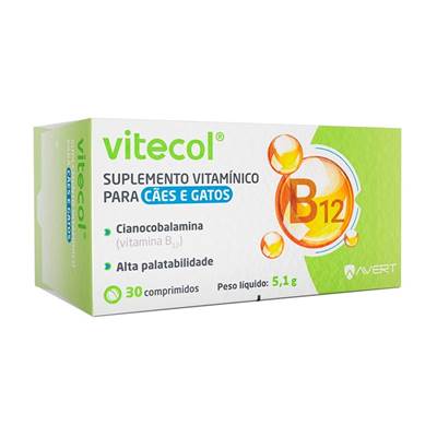 Suplemento Vitamínico Avert Vitecol para Cães e Gatos 30 comprimidos