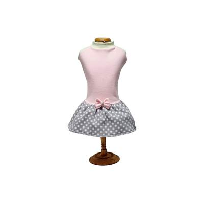 Vestido Griff Dog Rosa com Poá para Cães e Gatos Tam 4