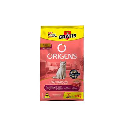 Ração Origens para Gatos Castrados sabor Carne Leve 11,1kg Pague 10,1kg