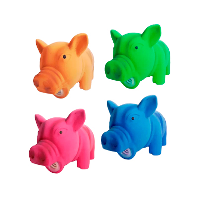 Brinquedo Chalesco para Cães Porco em Látex - Cores Sortidas U