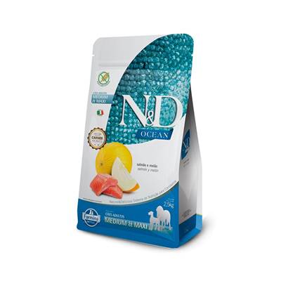 Ração N&D Ocean para Cães Adultos de Porte Médio e Grande Sabor Salmão e Melão 2,5kg