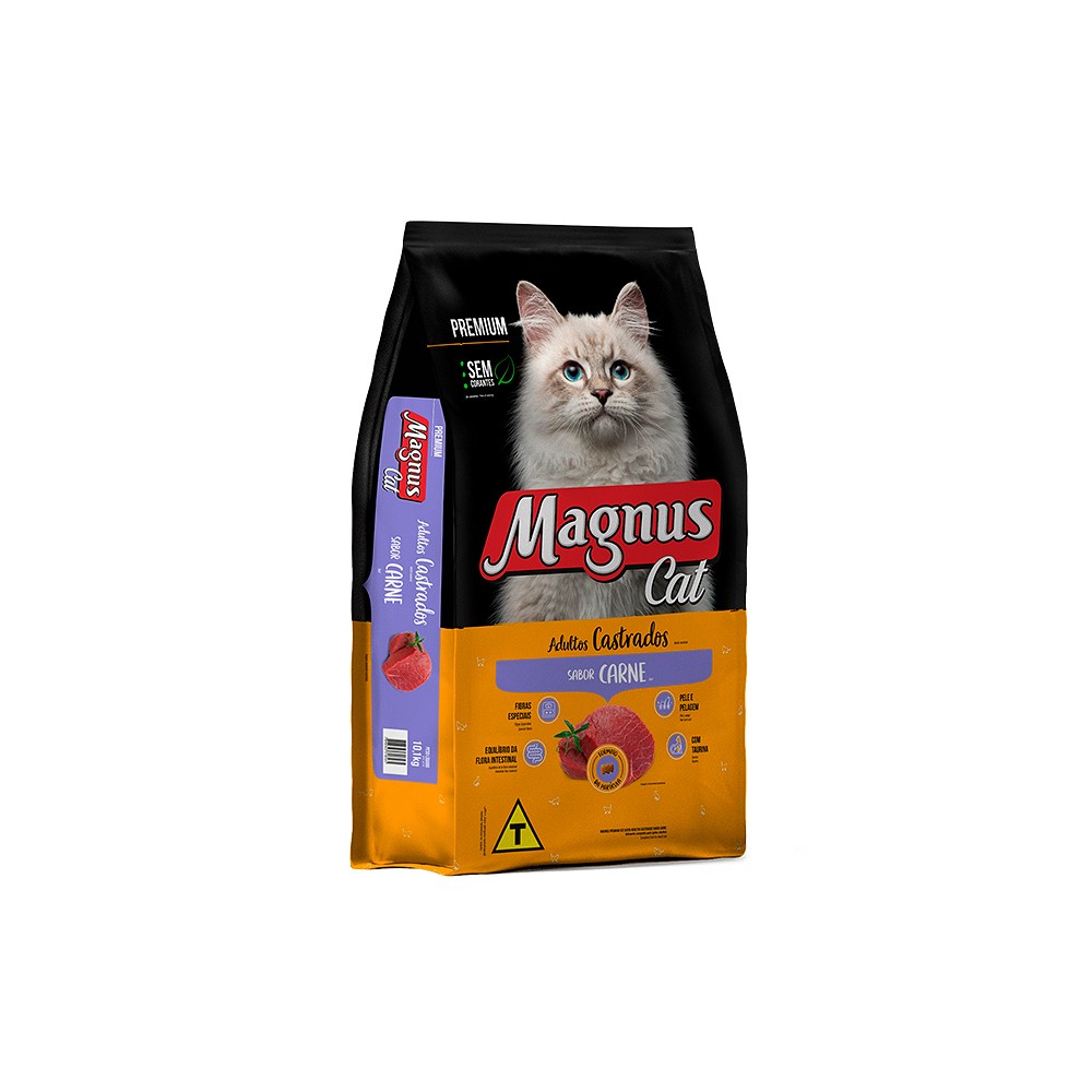 Ração Magnus sabor Carne para Gatos Adultos Castrados